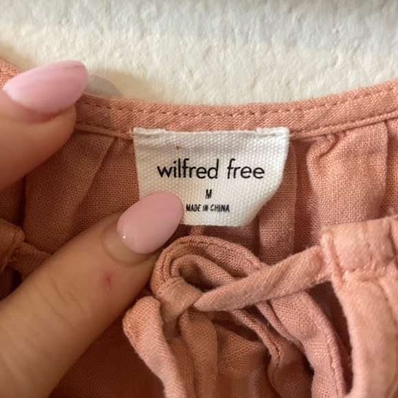 Wilfred free peach puff sleeve cropped short sleeve blouse - Picture 2 of 3